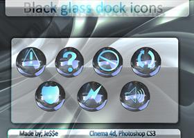 Black glass dock icons