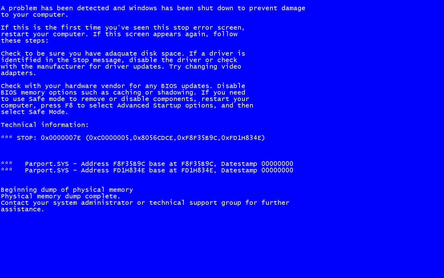 Xp Installation Blue Screen Pci.Sys