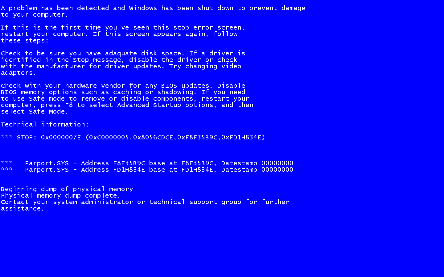 blue screen of death