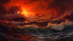4K Dark Sea Sunset