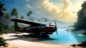 A small rusted seaplane