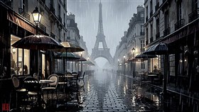 street café at dusk