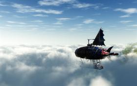 Flying over clouds