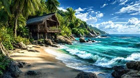4K Seascape Hut