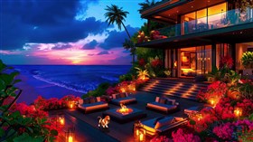 Cozy Seaside Villa at sunrise