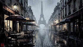 street café at dusk
