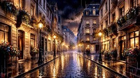 a  rainy European street