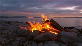Camp Fire at the Lake