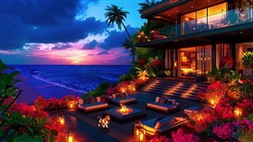 Cozy Seaside Villa at sunrise