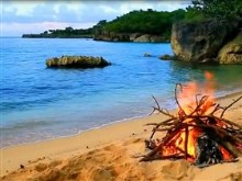 camp fire on a beach