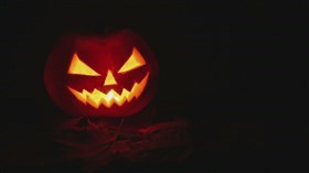 Candle Inside Halloween Pumpkin